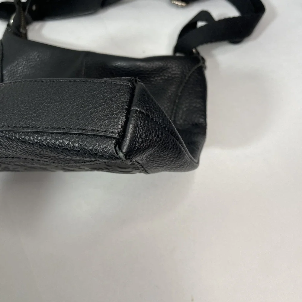 The Sak Crossbody Black Genuine‎ Leather Tooled Embossed Purse Tassels